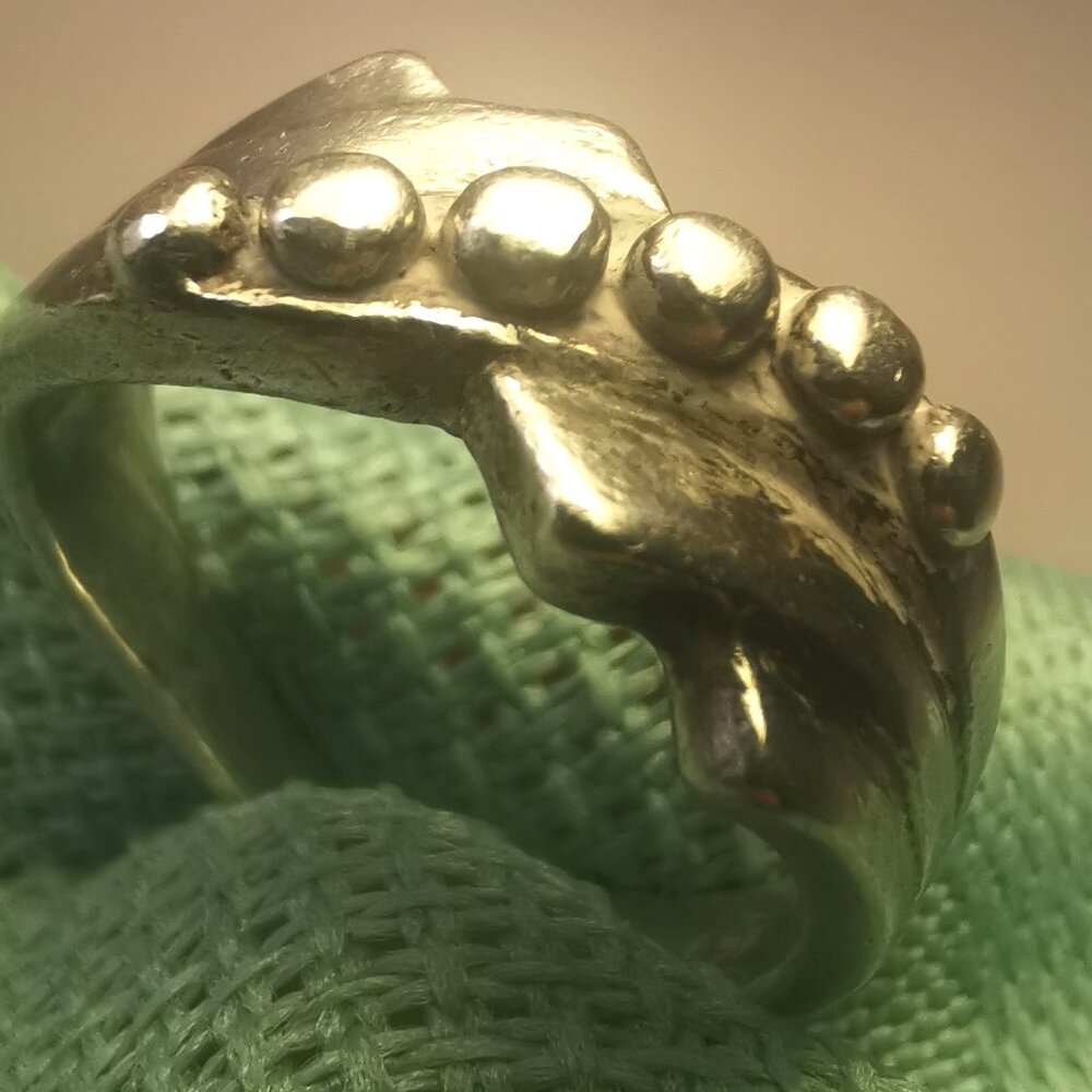 Vtg 925 Sterling Silver Modernist Brutalist Sculptural Ring | Size 6.5 | 1970s U